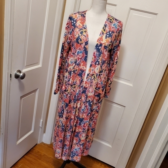 LulaRoe Sarah Colorful Linen Blend lightweight Duster size Medium - Picture 1 of 11